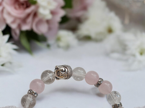 Bracelet quartz rose cristal de roche anti stress